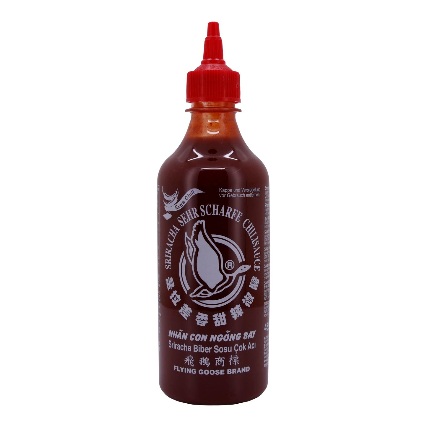Sriracha Chilisauce Extra Scharf Flying Goose | Intensiver Geschmack für scharfe Gerichte | 455 ml