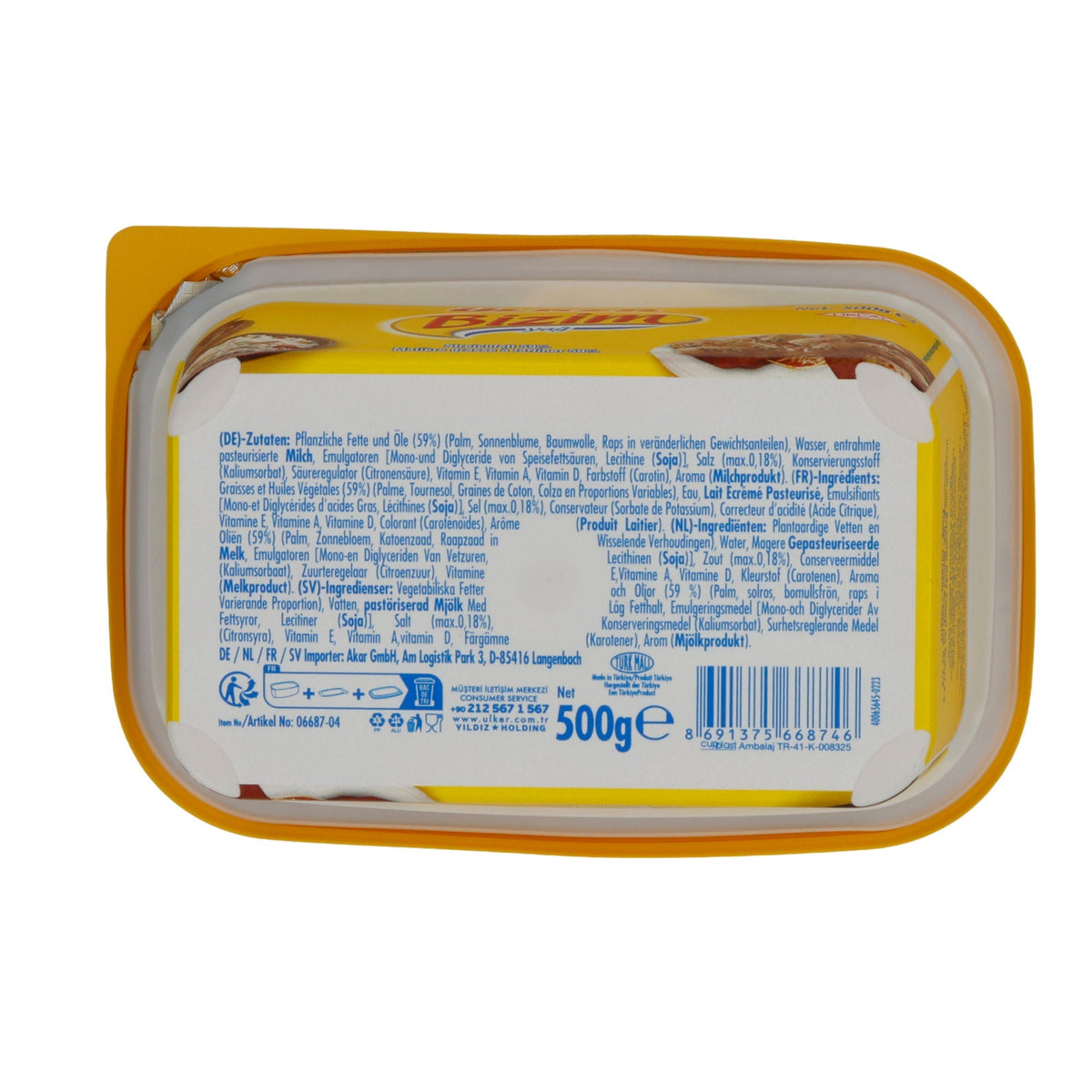 Streichfett Ülker Bizim Yağ | Pflanzenfett | Vielseitig einsetzbar für Kochen, Braten & Backen | 500 g UELKER