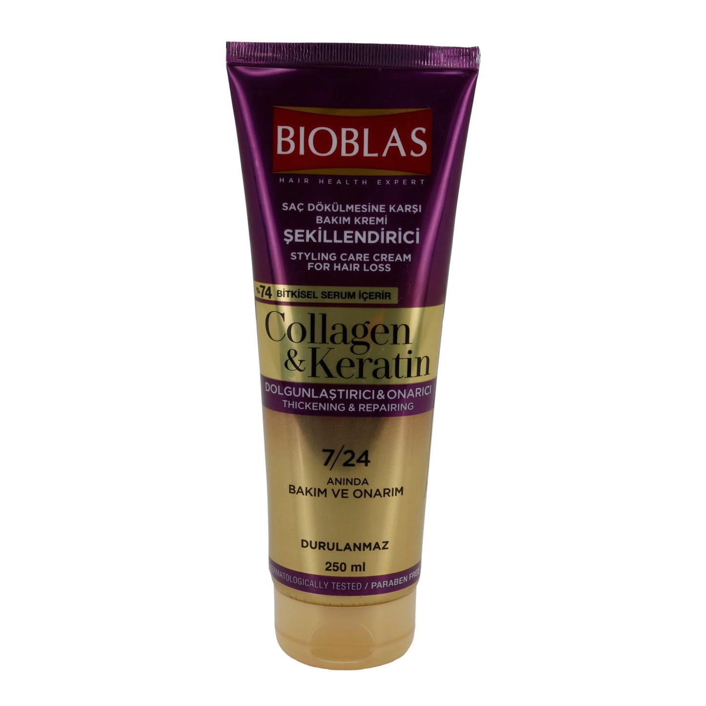 Styling Pflegecreme Bioblas Collagen & Keratin | Haarpflege für Volumen, Glanz und Geschmeidigkeit | 250 ml