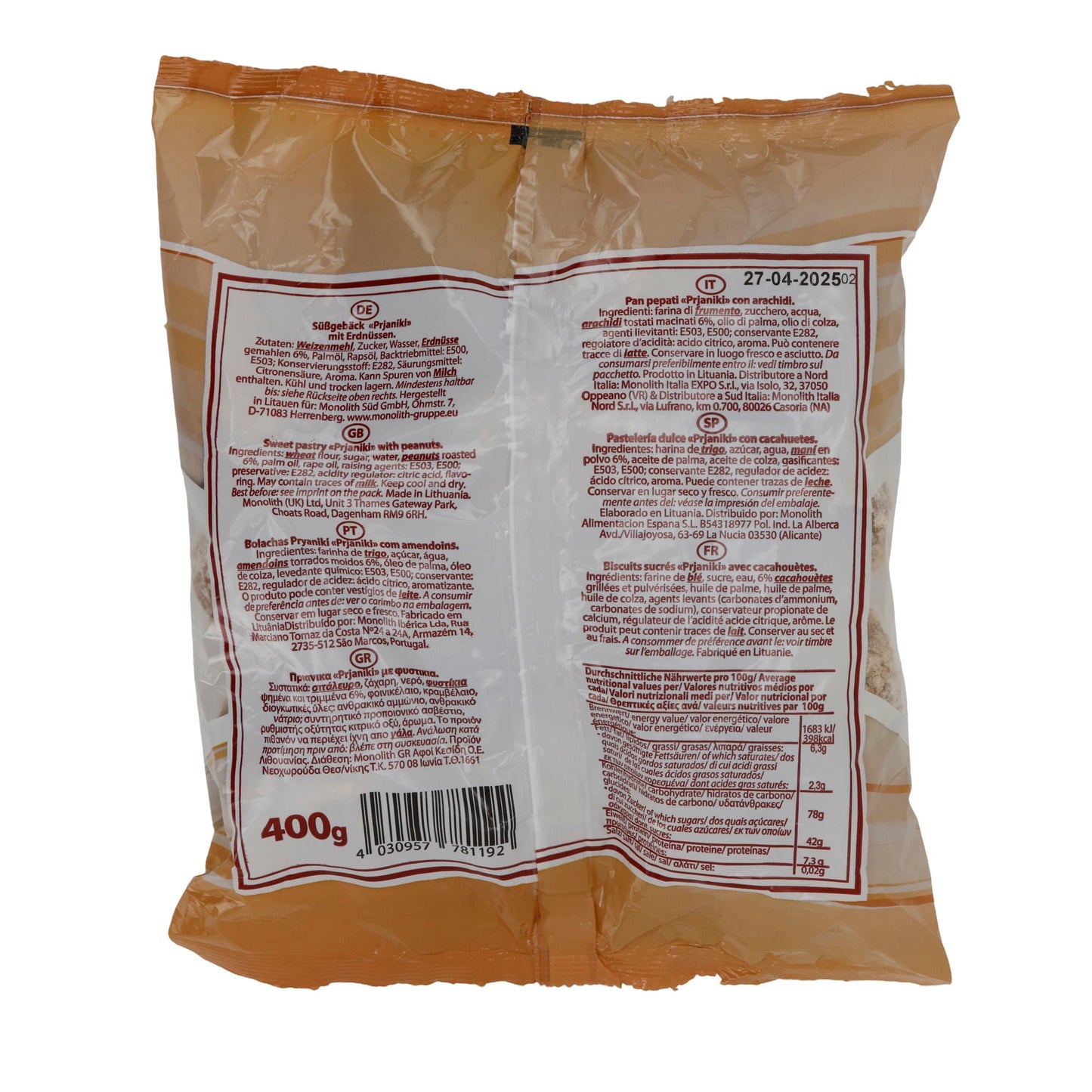 Süßgebäck Völker Prjaniki | Gebäck | mit Erdnüssen | 400 g