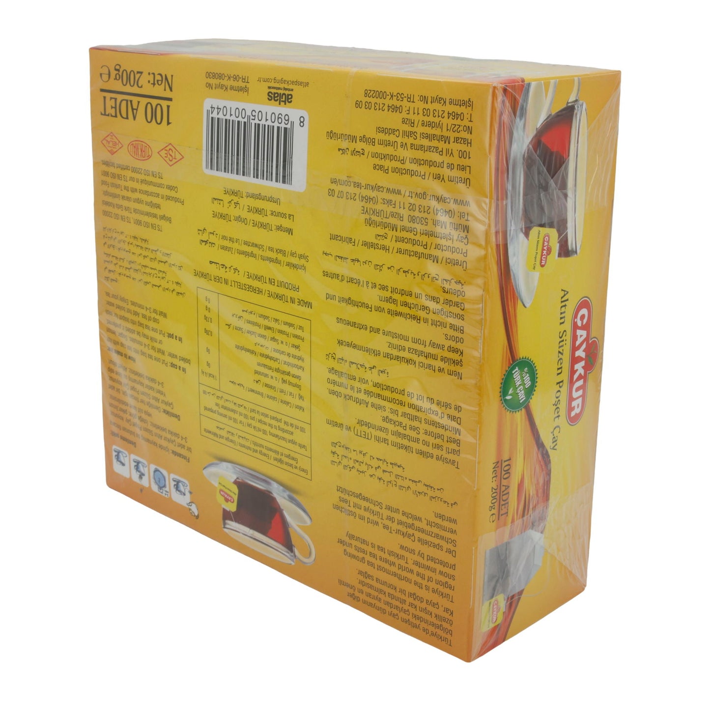 Tee Çaykur | Altın Süzen Poşet Çay | Traditioneller türkischer Schwarztee, 100 Teebeutel | 200 g