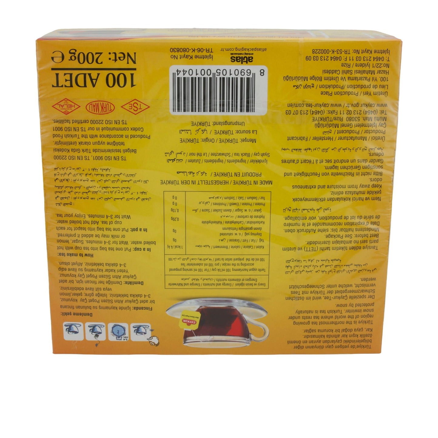 Tee Çaykur | Altın Süzen Poşet Çay | Traditioneller türkischer Schwarztee, 100 Teebeutel | 200 g