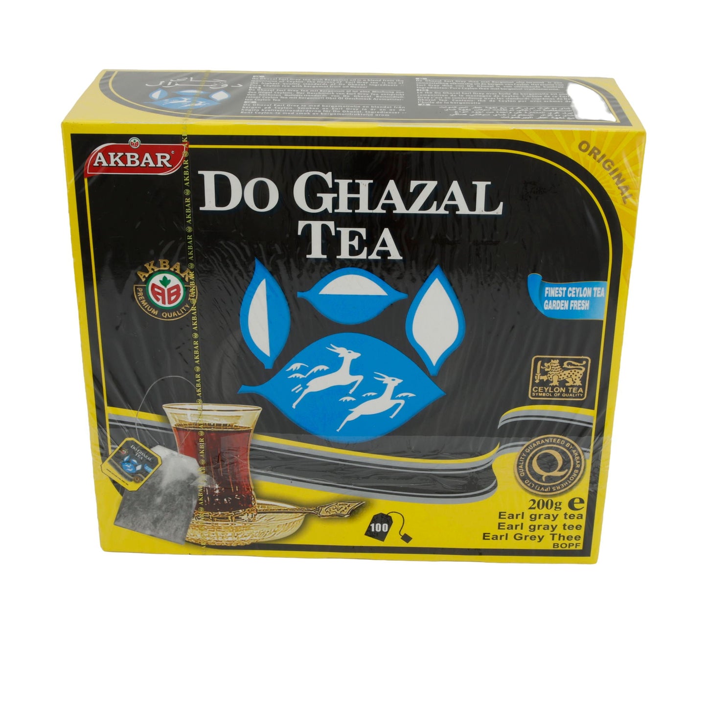 Tee Do Ghazal | Earl Grey | Aromatischer Ceylon Schwarztee mit Bergamotte, 100 Beutel | 200 g