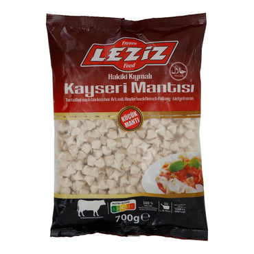 Teigtaschen Leziz | Kayseri Manti Hakiki Kıymalı | Kleine türkische Teigtaschen, Halal, tiefgefroren | 700 g LEZIZ