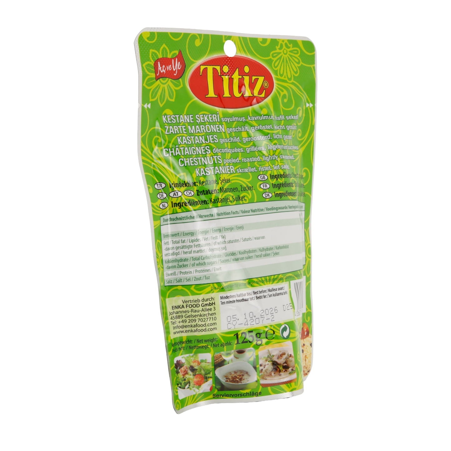 Titiz | Kestane Şekeri – Zarte Maronen | geschält, geröstet & leicht gesüßt | 125 g