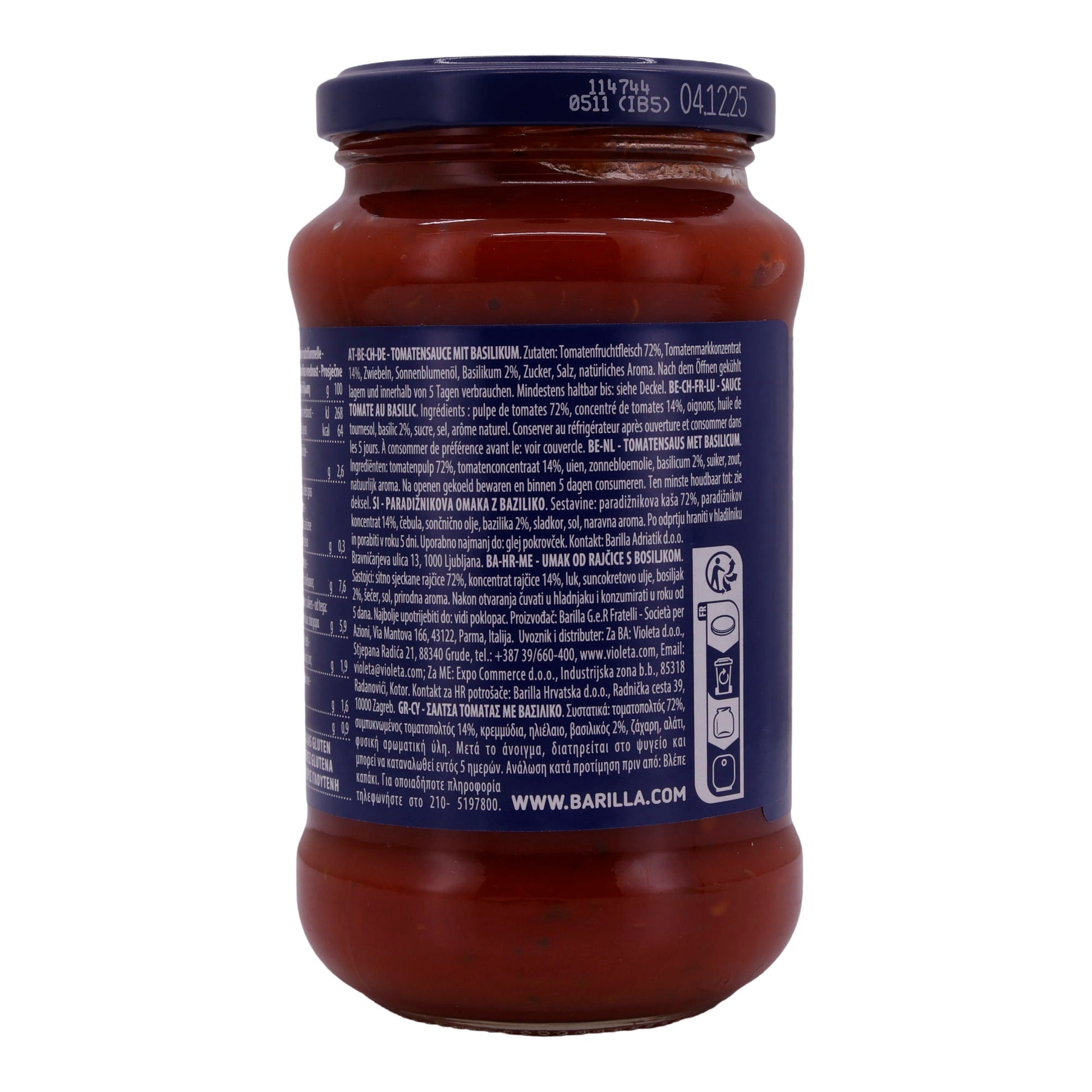 Tomatensauce Barilla | Mit Basilikum | 100 % italienische Tomaten | 400g - Taste Your World