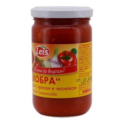 Tomatensoße Leis | Kobra | Scharf, mit Meerrettich & Knoblauch | 280 ml LEIS
