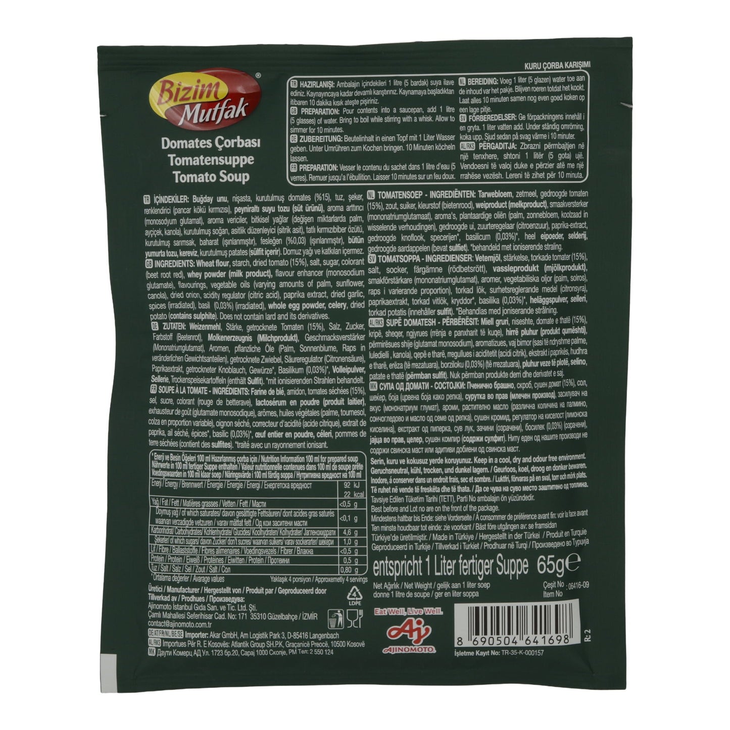 Bizim Mutfak Tomato Soup – 65 g – Spicy Instant Tomato Soup