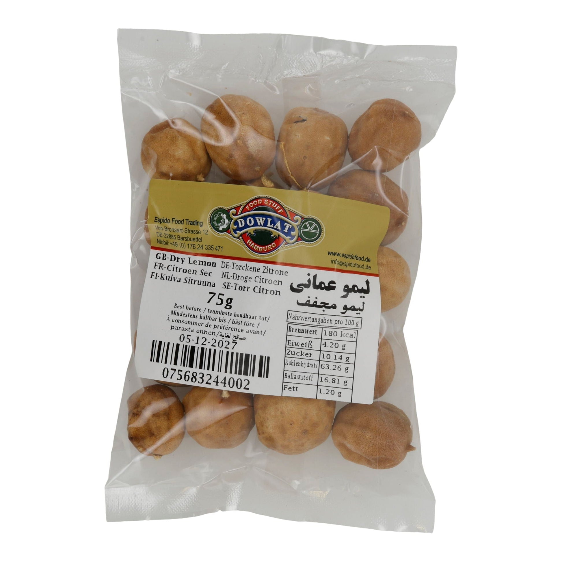 Trockene Zitronen ganz Dowlat | Limo Omani | Intensiv würzig, orientalisch | 75 g Espido