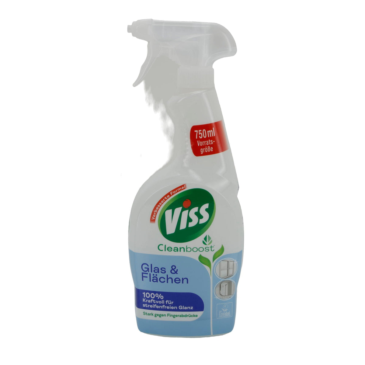 Viss Glasreiniger Cleanboost | Glas & Flächen | Streifenfreier Glanz & Anti-Fingerabdruck | 750 ml VISS