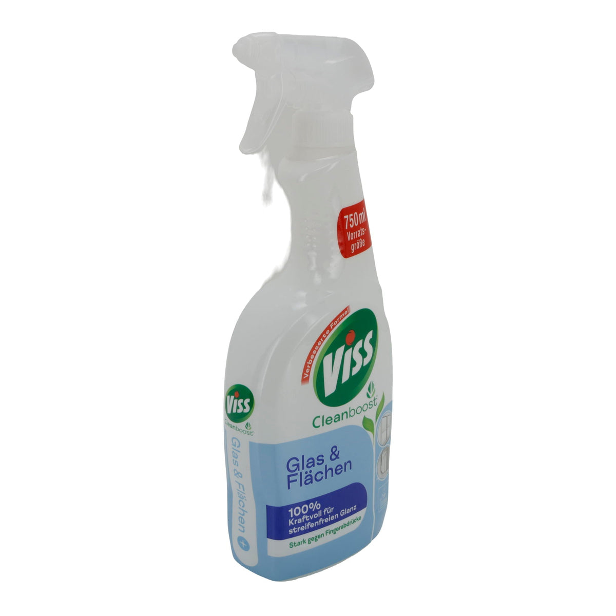 Viss Glasreiniger Cleanboost | Glas & Flächen | Streifenfreier Glanz & Anti-Fingerabdruck | 750 ml VISS