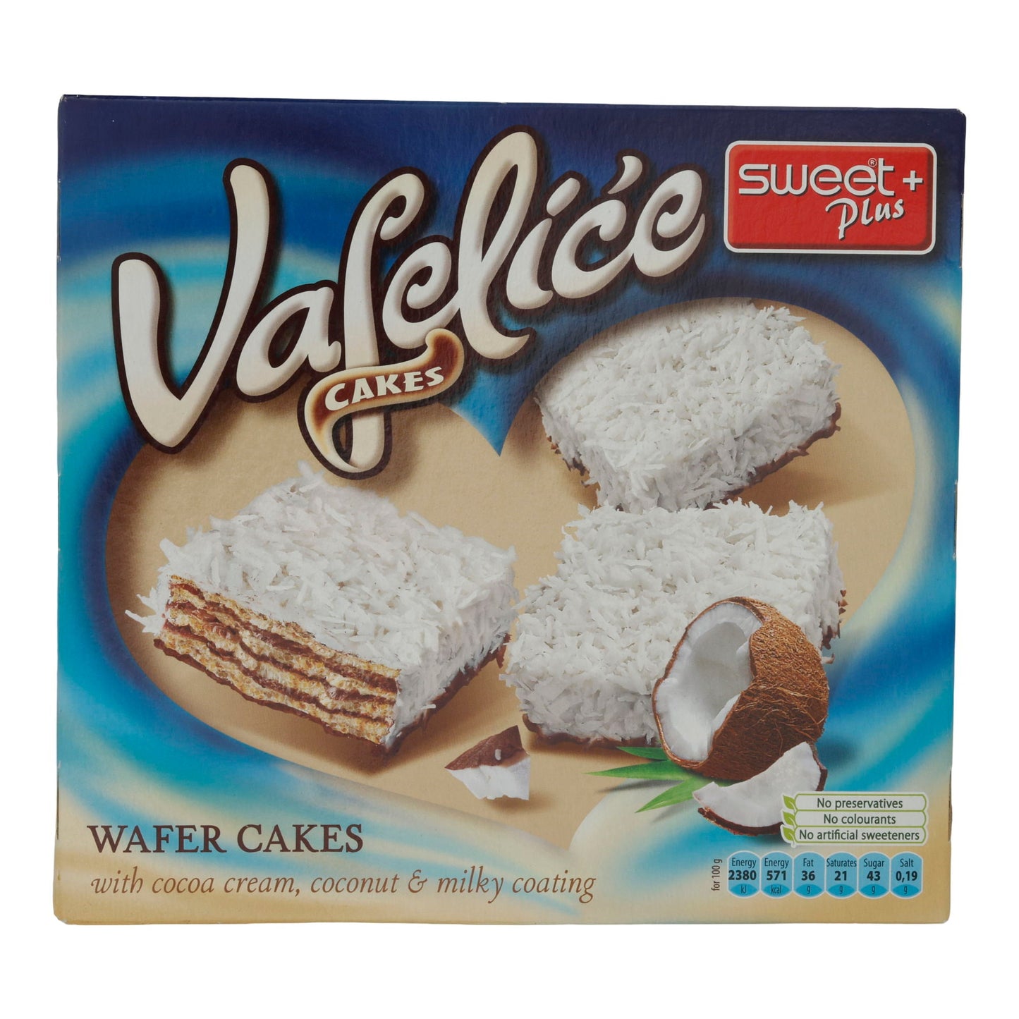 Waffelkekse Sweet Plus | Vafelice Cakes | Mit Kakao, Kokos & Milchglasur | 155 g