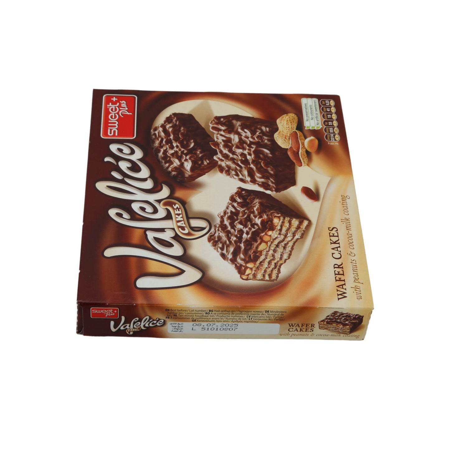Waffelkuchen Sweet Plus | Vafeliće Cakes | Knusprig, mit Erdnüssen & Kakaomilch-Überzug | 180 g
