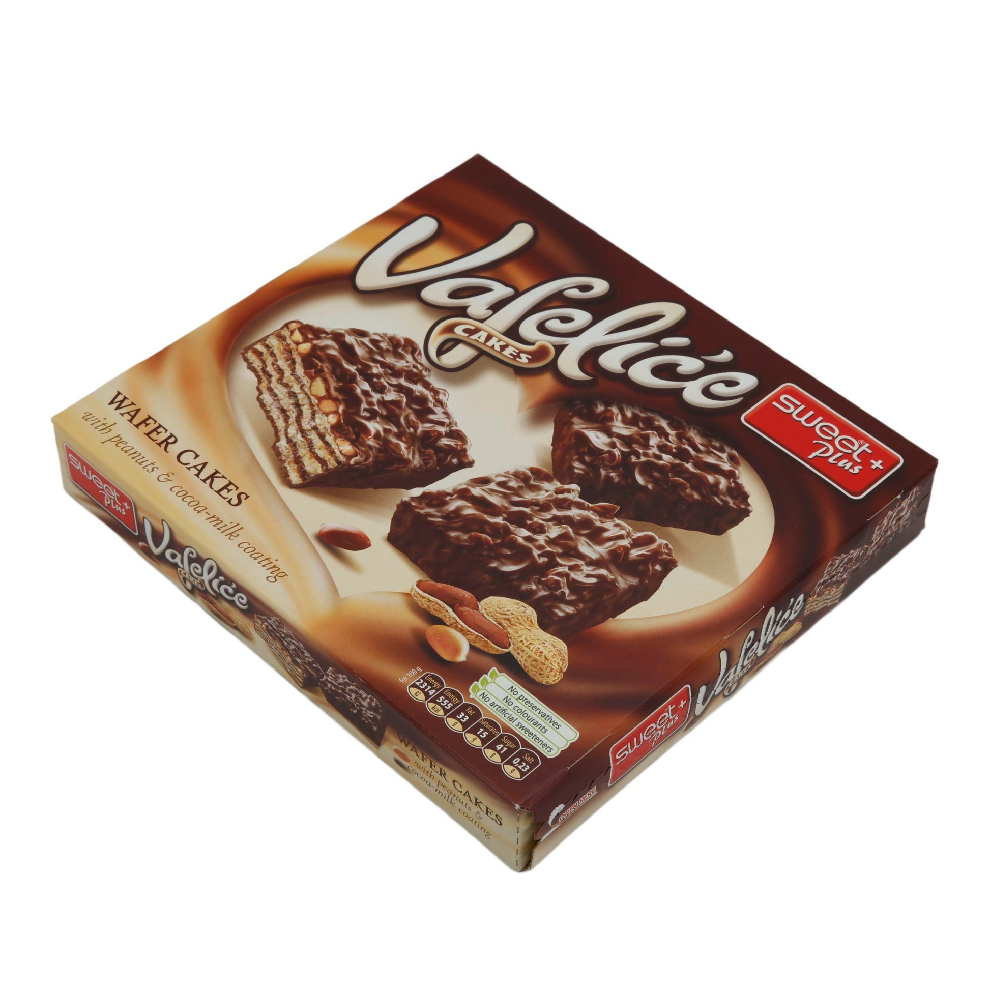 Waffelkuchen Sweet Plus | Vafeliće Cakes | Knusprig, mit Erdnüssen & Kakaomilch-Überzug | 180 g SWEET PLUS