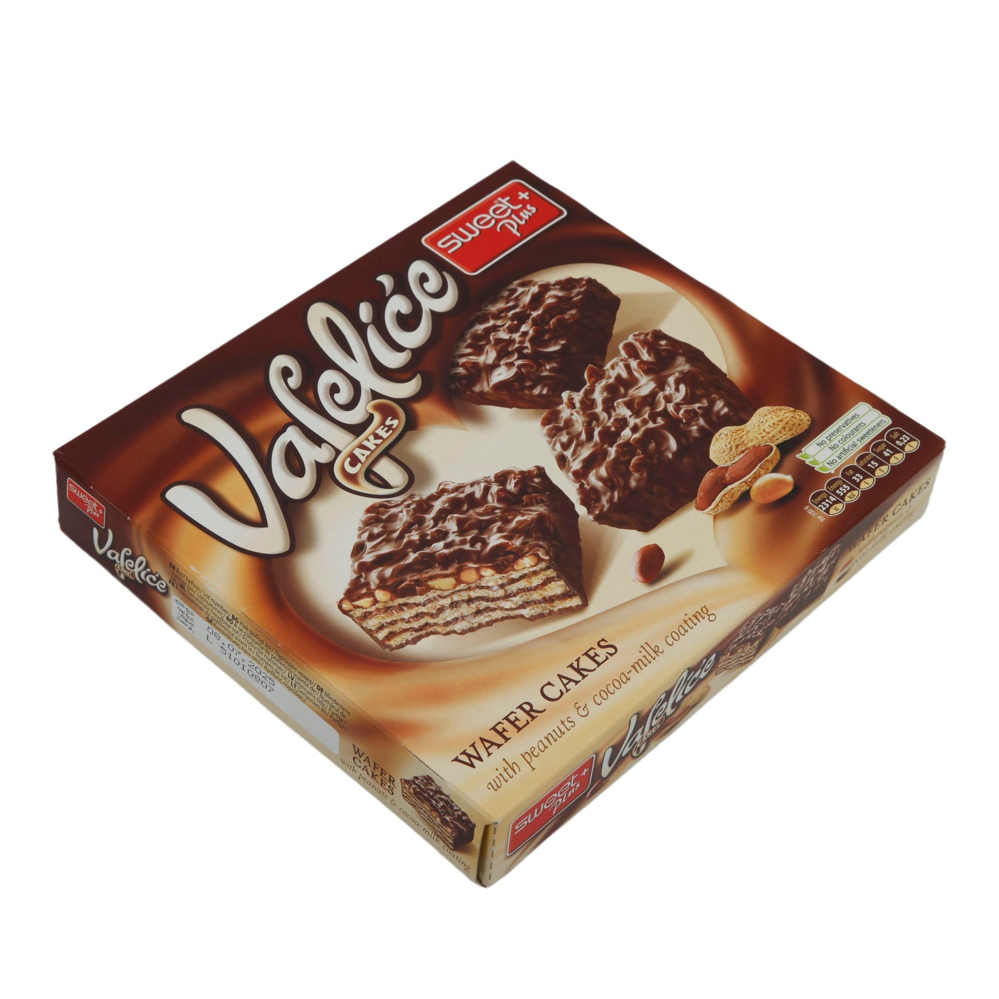 Waffelkuchen Sweet Plus | Vafeliće Cakes | Knusprig, mit Erdnüssen & Kakaomilch-Überzug | 180 g SWEET PLUS