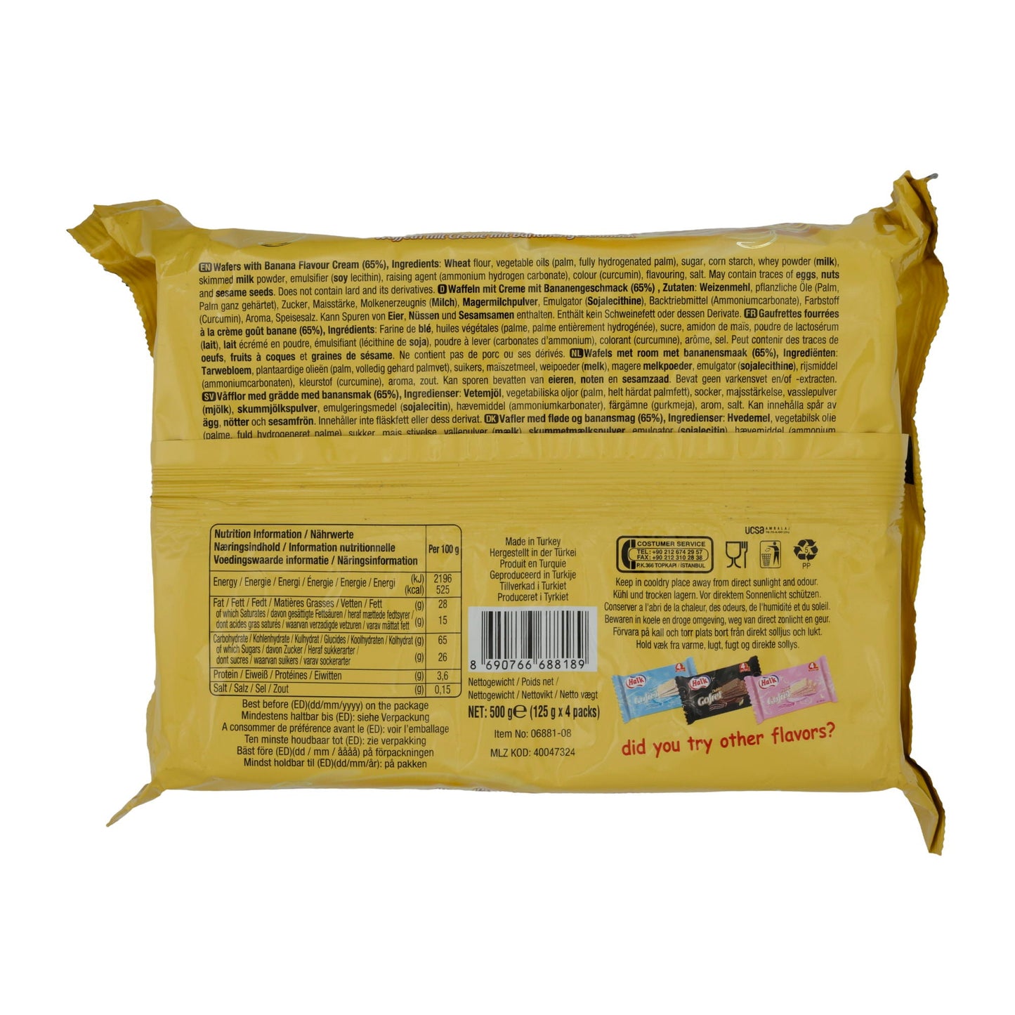 Waffeln Halk Duble Gofret  | Gebäck | mit Bananencreme im 4er Pack | 500 g