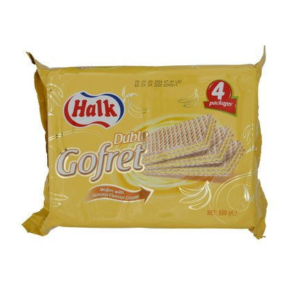 Waffeln Halk Duble Gofret  | Gebäck | mit Bananencreme im 4er Pack | 500 g