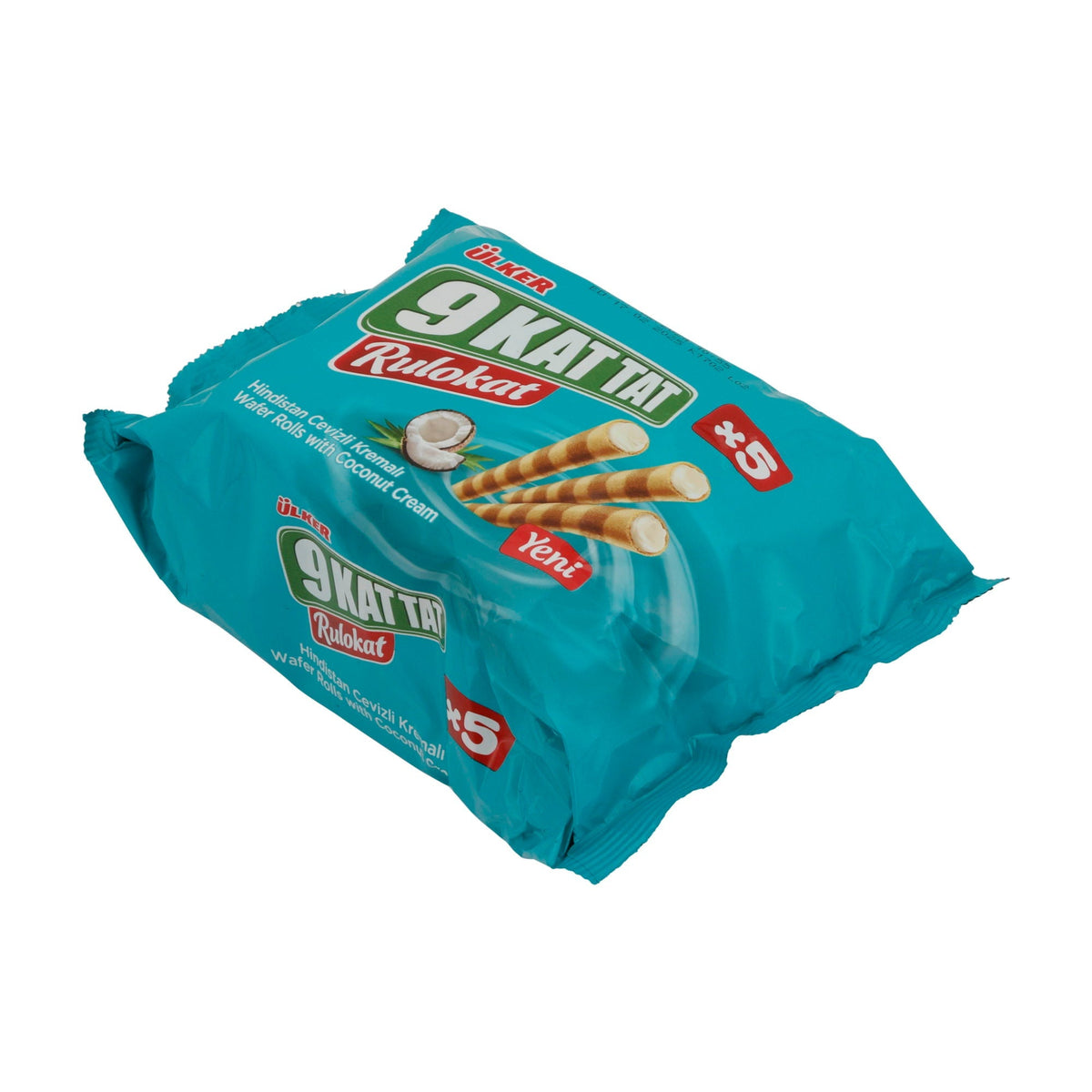 Waffelröllchen Ülker | 9 Kat Tat Rulokat Kokos | mit Kokoscreme-Füllung | 150g UELKER