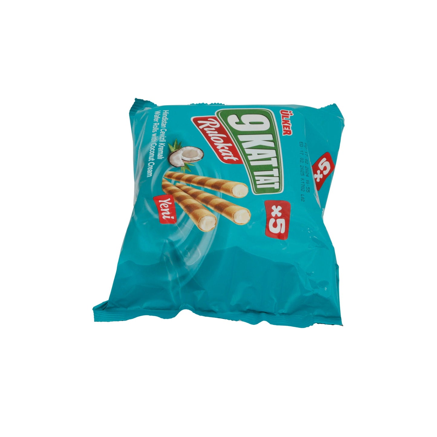 Waffelröllchen Ülker | 9 Kat Tat Rulokat Kokos | mit Kokoscreme-Füllung | 150g