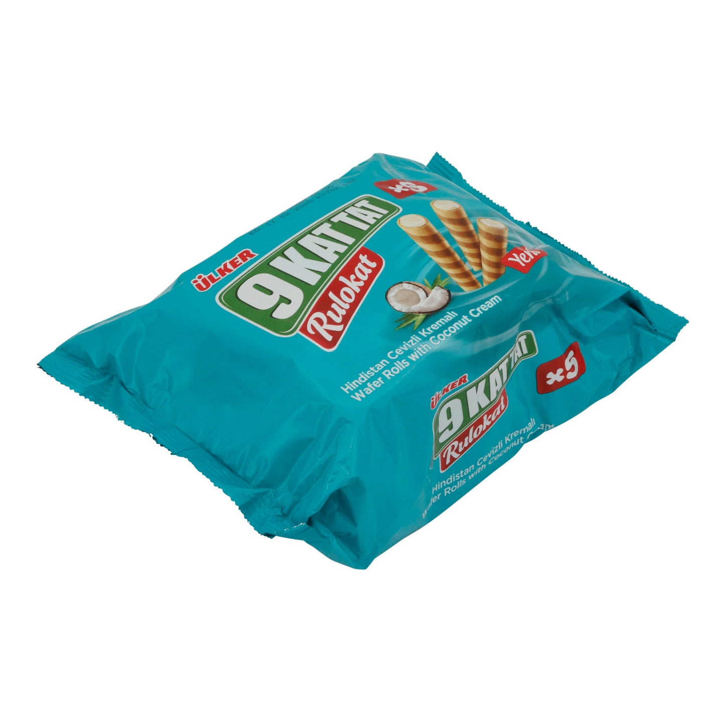 Waffelröllchen Ülker | 9 Kat Tat Rulokat Kokos | mit Kokoscreme-Füllung | 150g