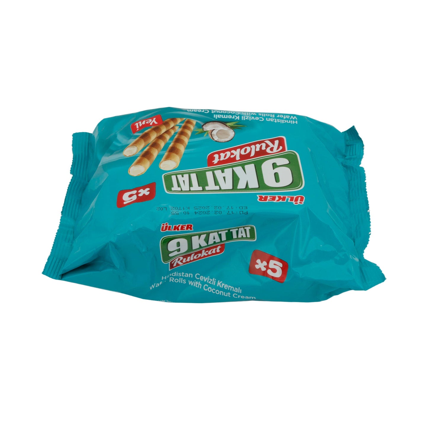 Waffelröllchen Ülker | 9 Kat Tat Rulokat Kokos | mit Kokoscreme-Füllung | 150g