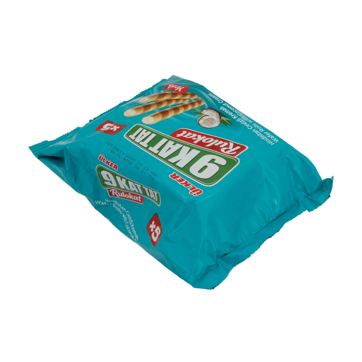 Waffelröllchen Ülker | 9 Kat Tat Rulokat Kokos | mit Kokoscreme-Füllung | 150g UELKER