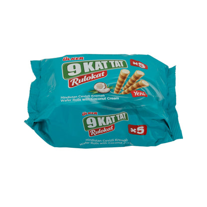Waffelröllchen Ülker | 9 Kat Tat Rulokat Kokos | mit Kokoscreme-Füllung | 150g