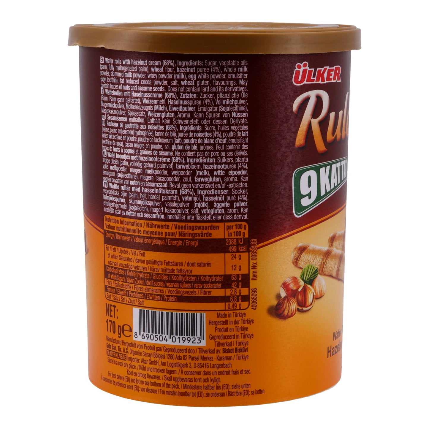 Waffelröllchen Ülker | Rulokat | Mit Haselnusscreme | 170 g