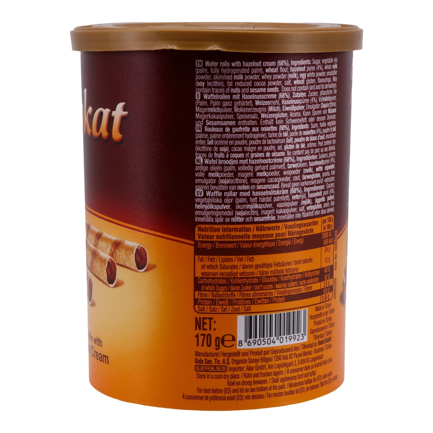 Waffelröllchen Ülker | Rulokat | Mit Haselnusscreme | 170 g