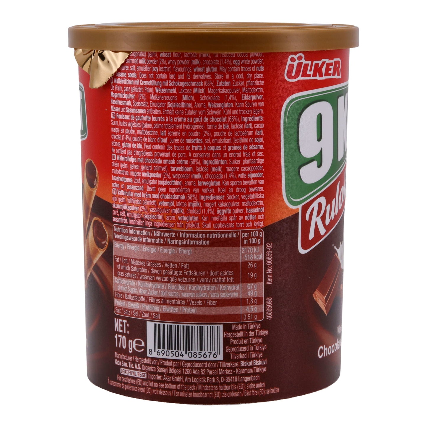 Waffelröllchen Ülker | Rulokat | Mit Schokoladencreme | 170 g