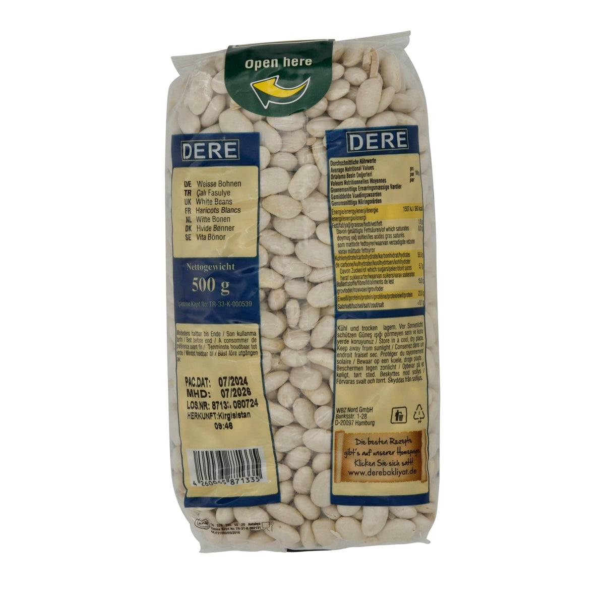 Weiße Bohnen Dere | Hülsenfrucht | Çalı Fasulye | 500g DERE