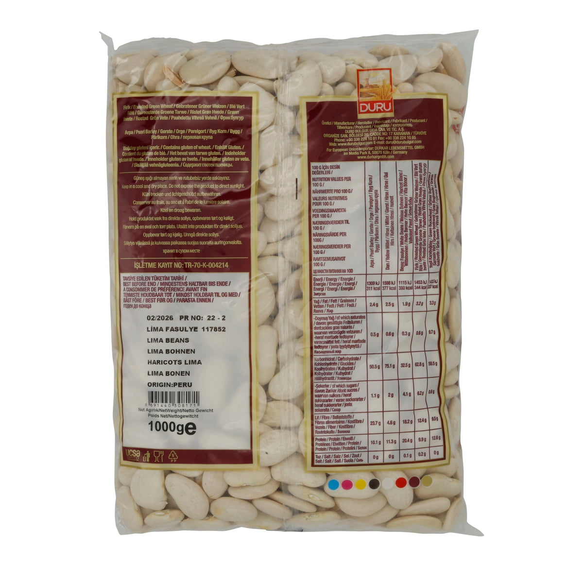 Weiße Bohnen Duru | Lima Bohnen | Aus Peru | 1000 g