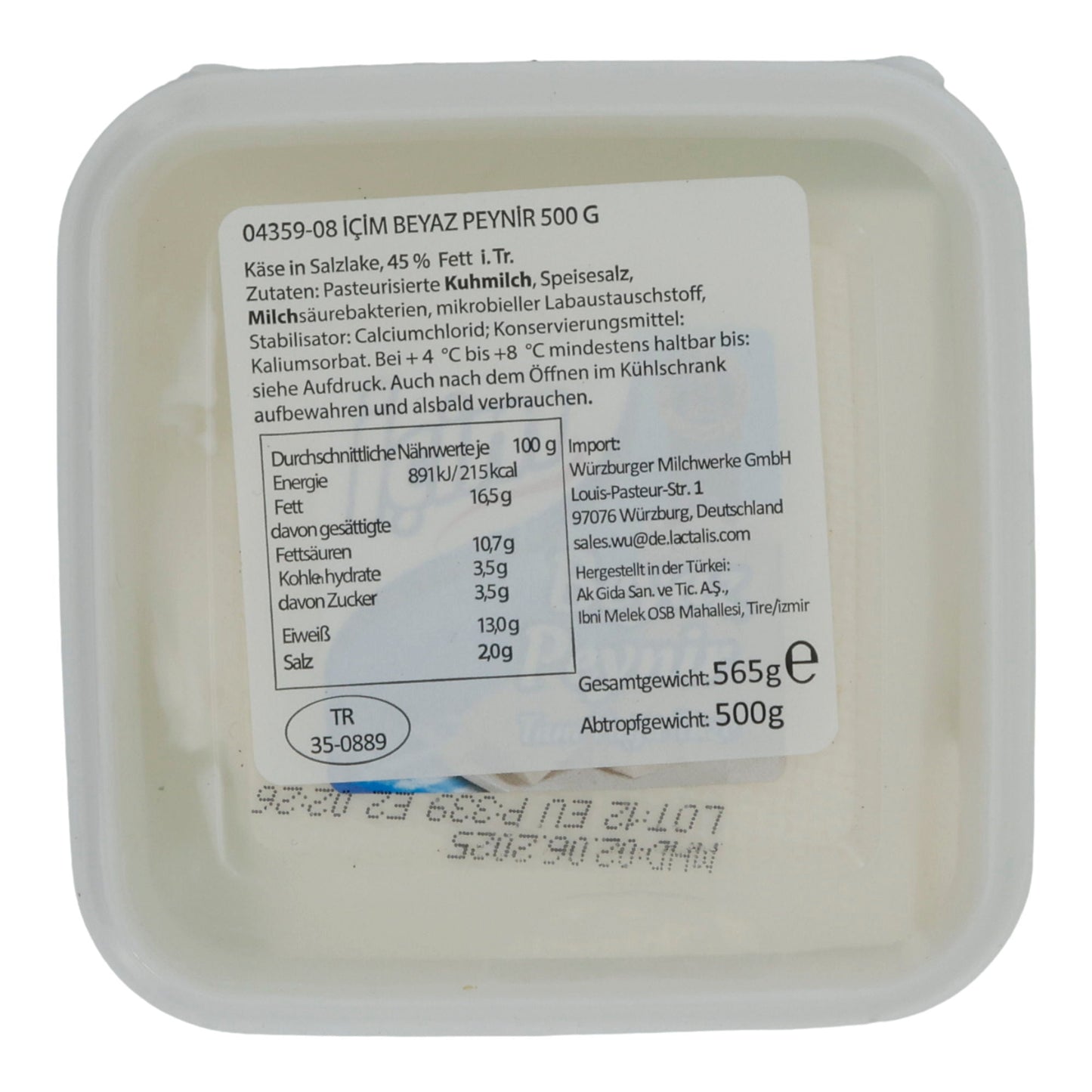 Weißkäse İçim Beyaz Peynir | Weißkäse in Salzlake | Für vielseitige Verwendung | 500 g