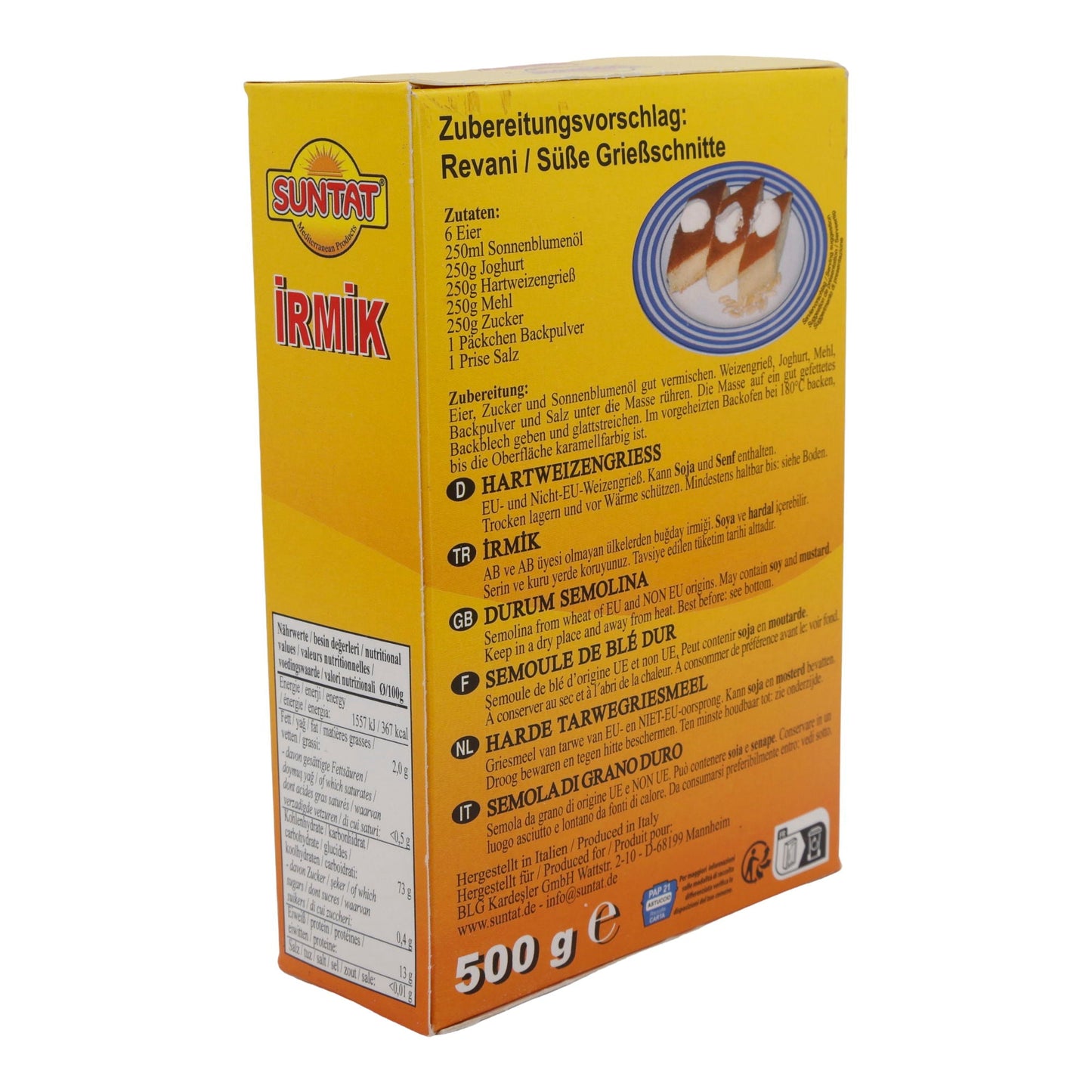 Weizengrieß Suntat | İrmik | Hartweizengrieß, vielseitige Basis für süße & herzhafte Gerichte | 500 g