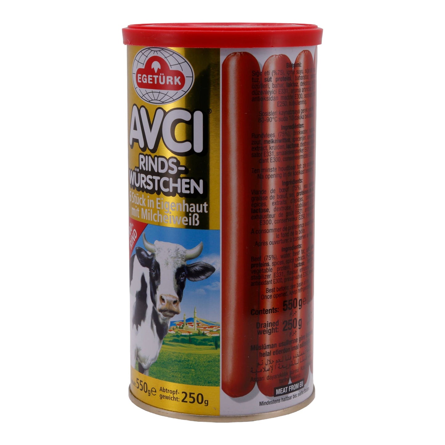 Würstchen Egetürk | Avcı Rindswürstchen  | 6 Stück, Eigenhaut, mit Milcheiweiß | 550 g