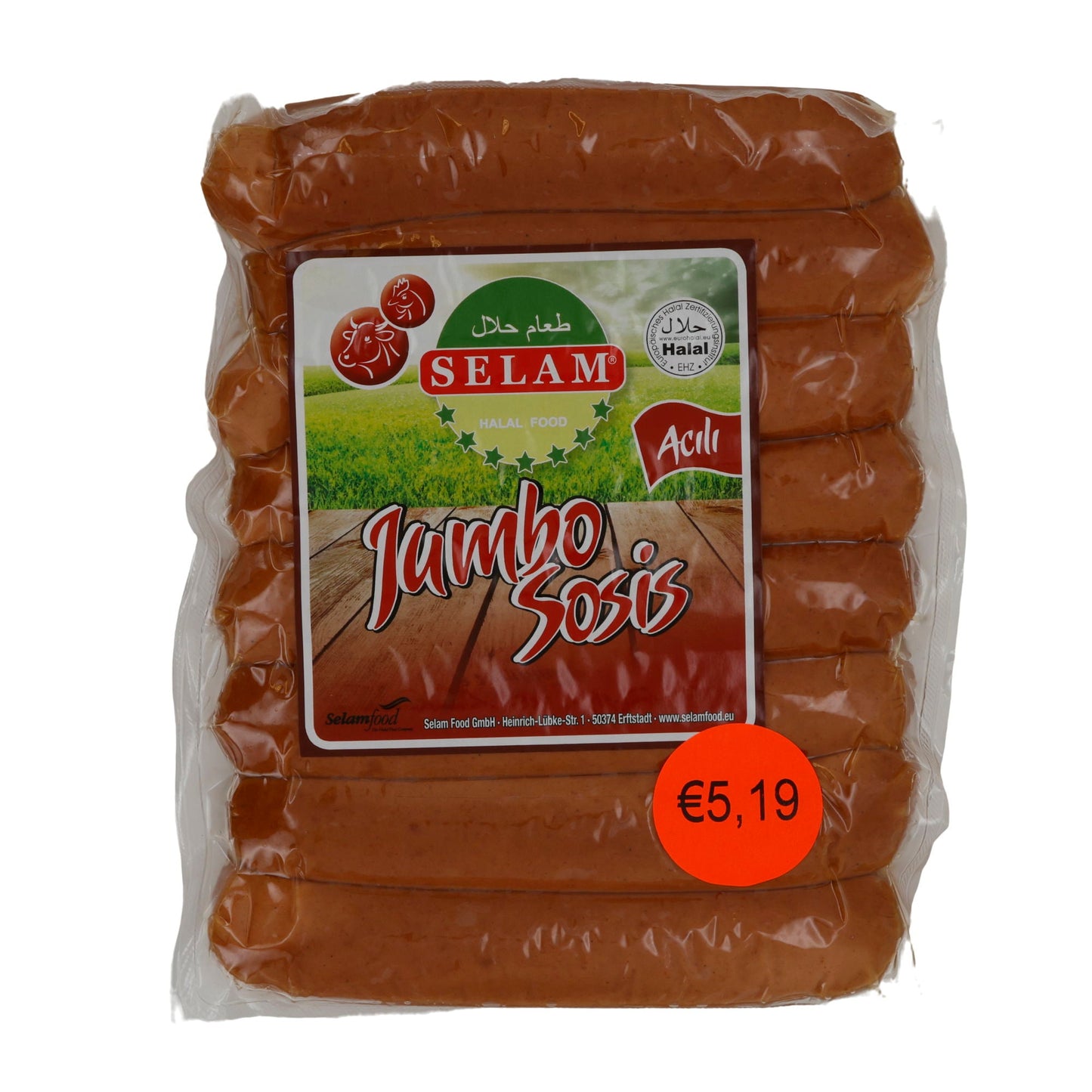 Würstchen Selam | Jumbo Sosis Acılı | Scharf, Halal, für Grill & Pfanne | 800 g