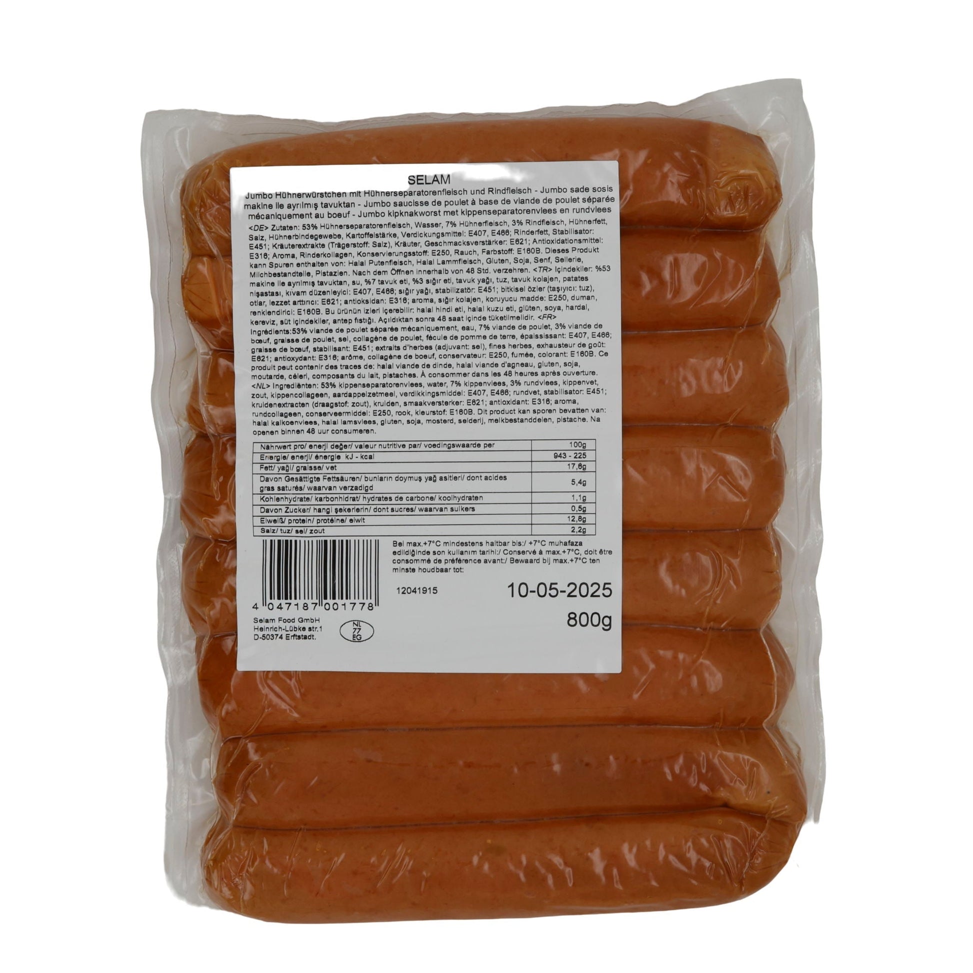 Würstchen Selam | Jumbo Sosis | Halal, Grill & Hot Dogs | 800 g SELAM