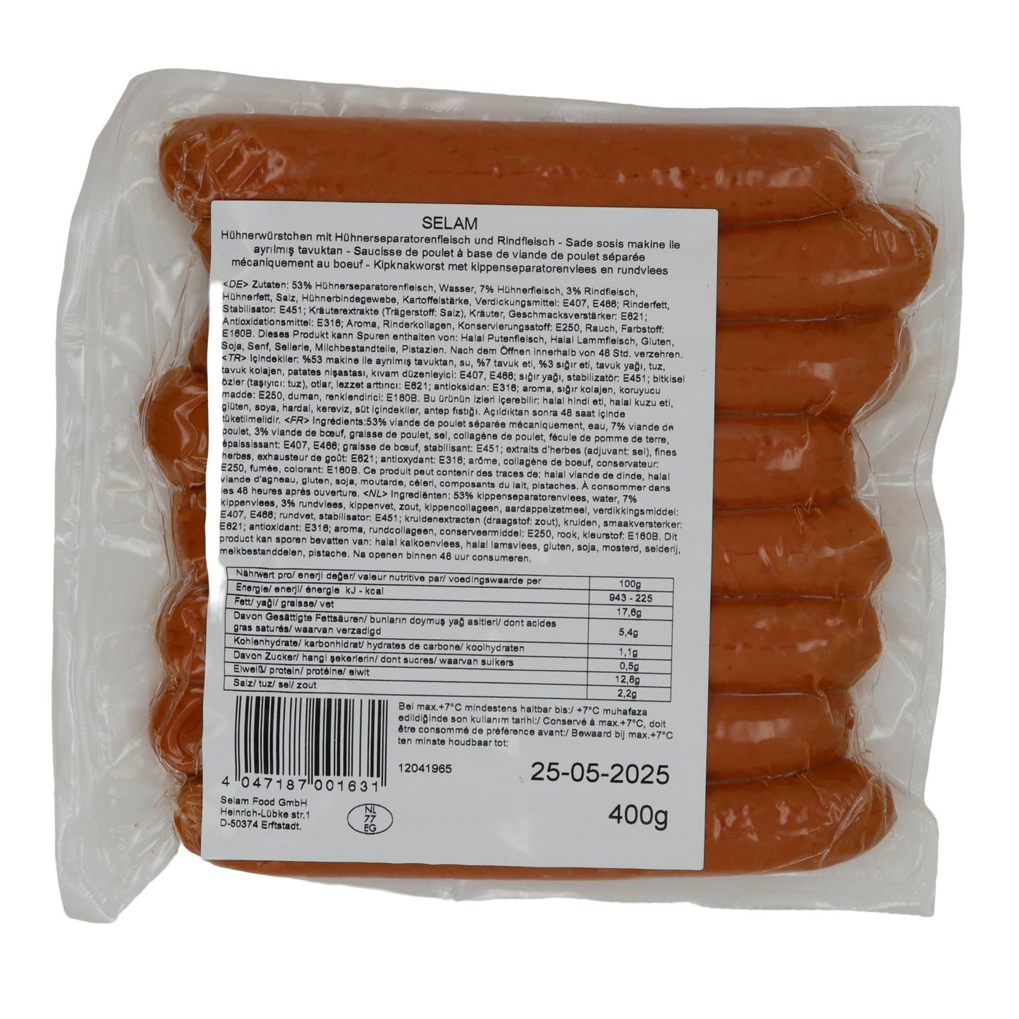 Würstchen Selam | Sade Sosis | Halal, Huhn & Rind, für Grill & Pfanne | 400 g