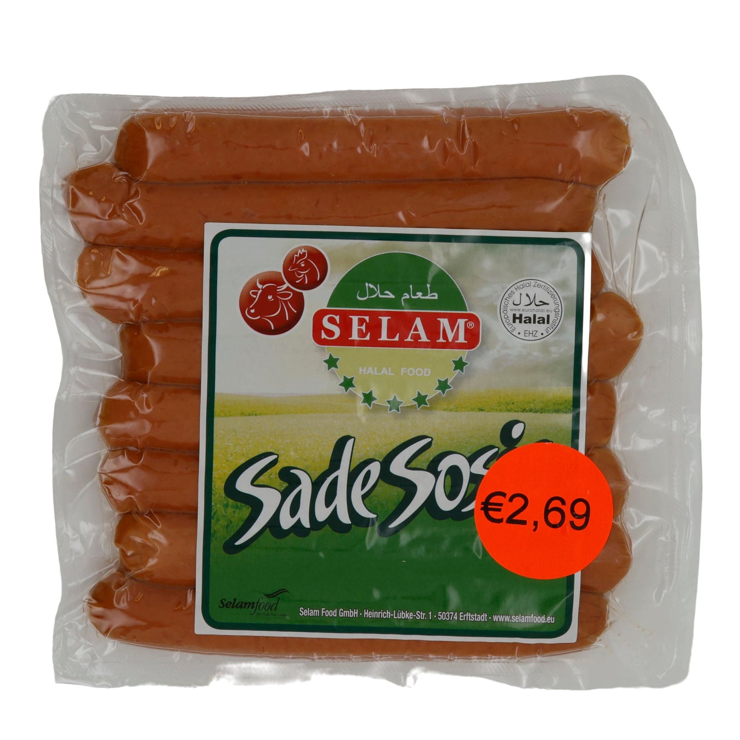 Würstchen Selam | Sade Sosis | Halal, Huhn & Rind, für Grill & Pfanne | 400 g