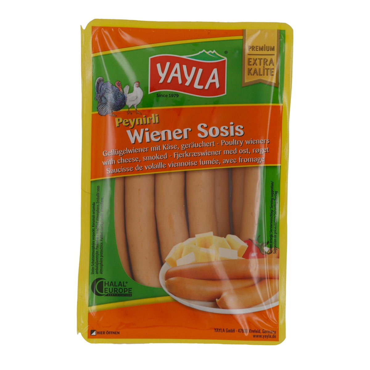 Würstchen Yayla | Peynirli Wiener Sosis | Geräuchert, Geflügel, mit Käse, Halal | 400 g YAYLA