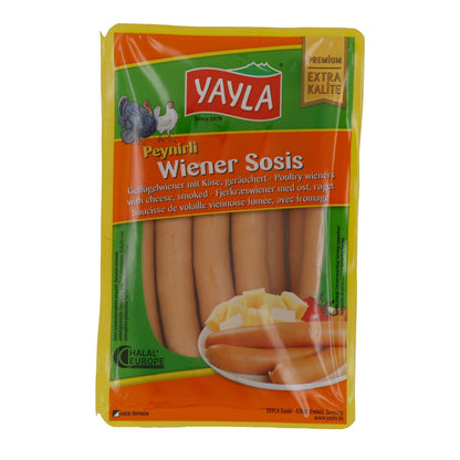 Würstchen Yayla | Peynirli Wiener Sosis | Geräuchert, Geflügel, mit Käse, Halal | 400 g YAYLA