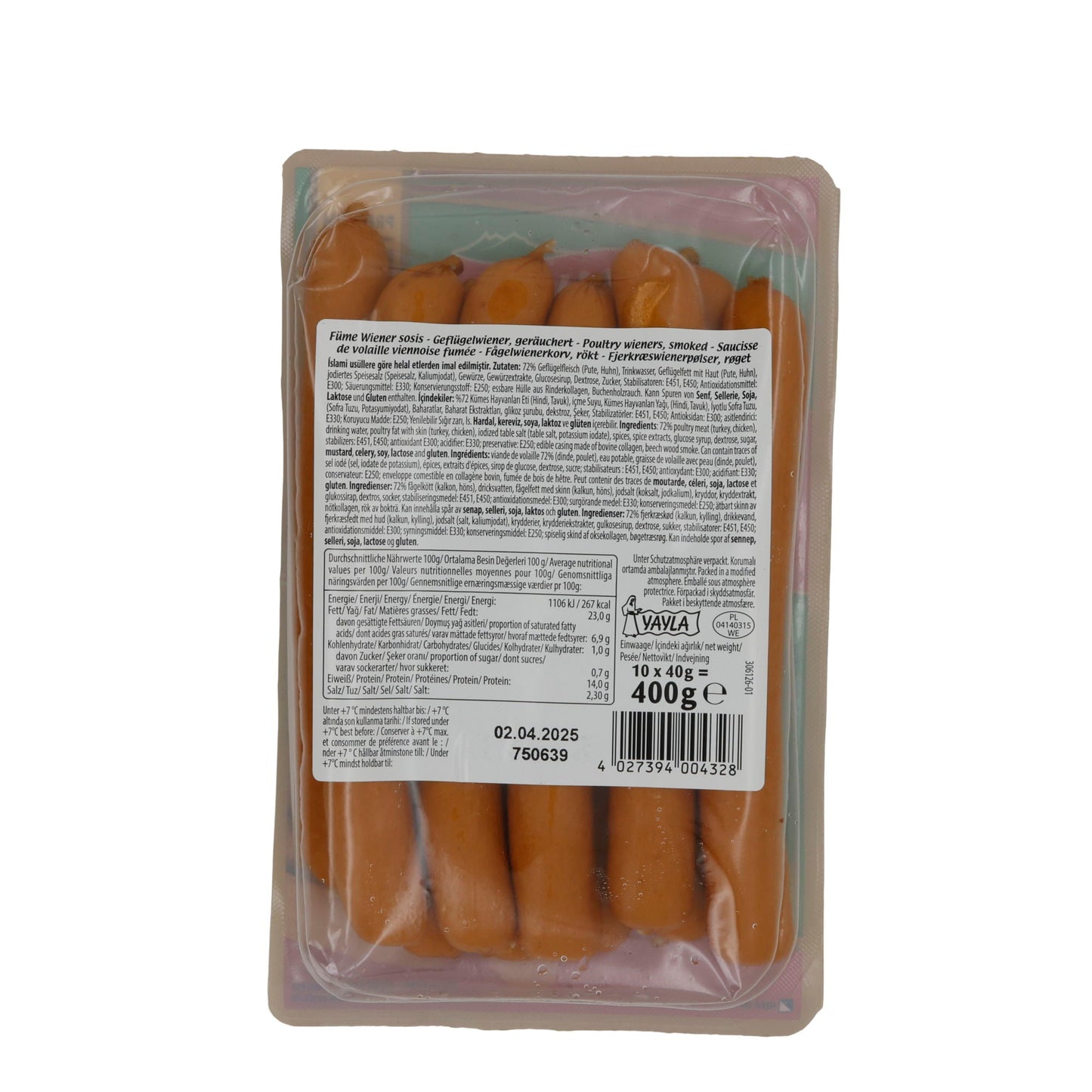 Würstchen Yayla | Wiener Sosis | Geräuchert, Geflügel, Halal-zertifiziert | 400 g