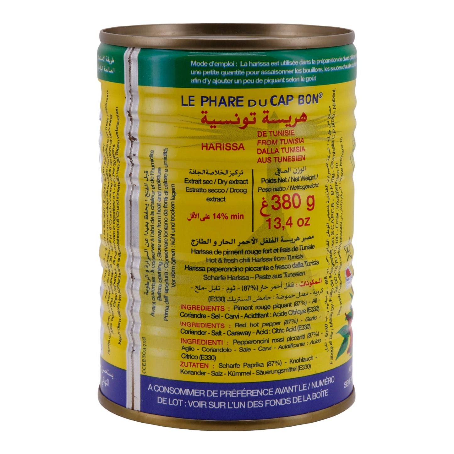 Würzpaste Le Phare du Cap Bon | Harissa | Aus frischen roten Chilis, original aus Tunesien | 380 g