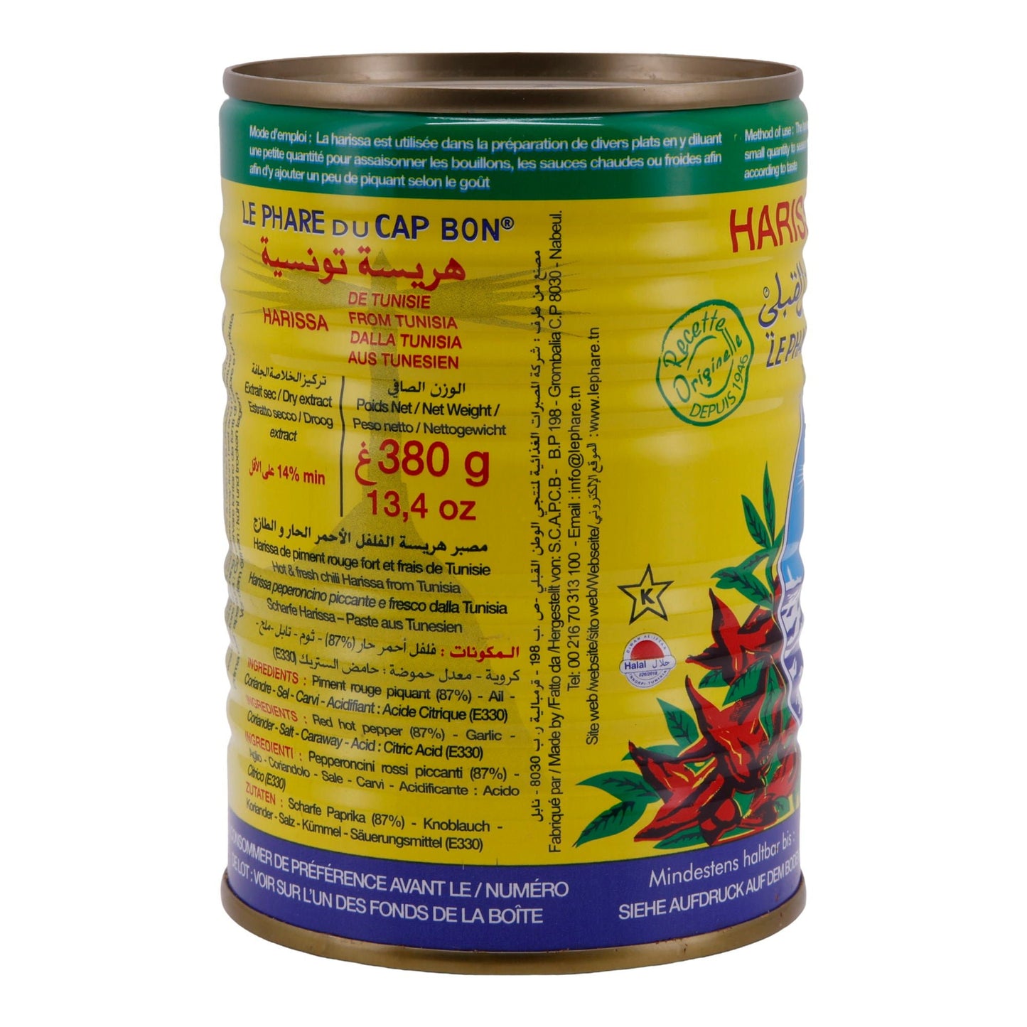 Würzpaste Le Phare du Cap Bon | Harissa | Aus frischen roten Chilis, original aus Tunesien | 380 g