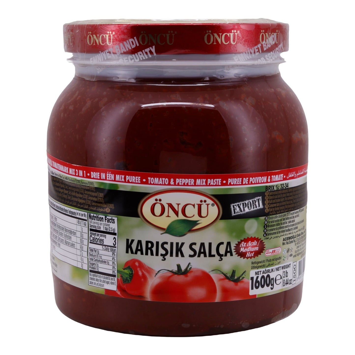 Würzpaste Öncü | Tomaten-Paprika-Mark | Vielseitig | 1600g