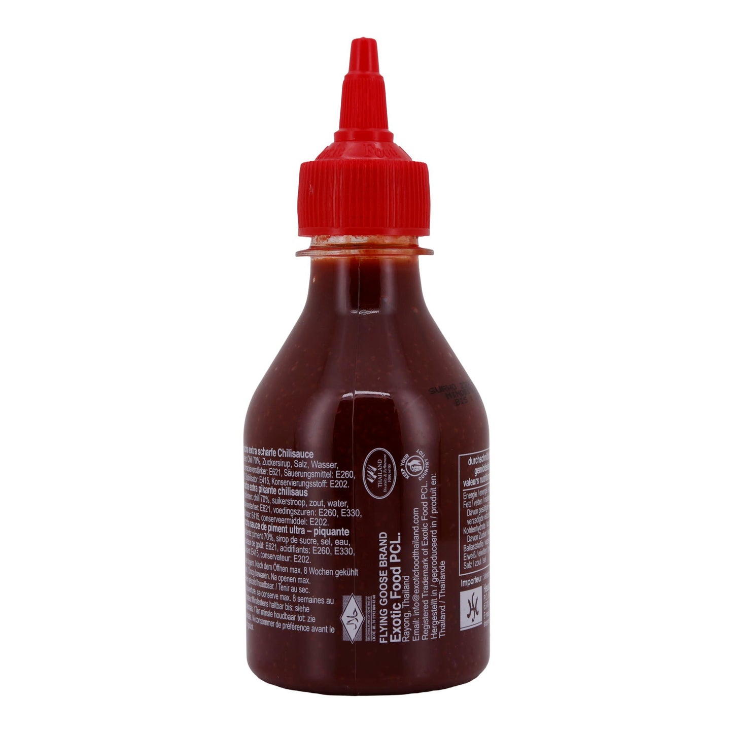 Würzsauce Flying Goose | Sriracha Chilisauce | Extra scharf thailändisch | 200 ml