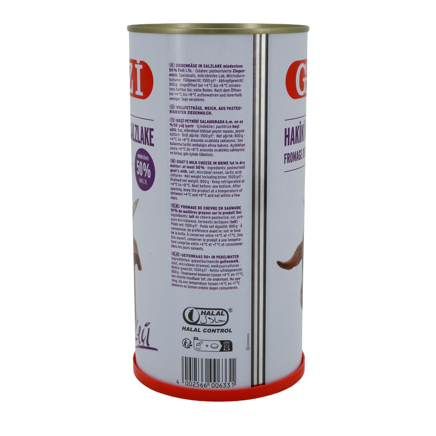 Ziegenkäse Gazi Ziegenkäse in Salzlake | Vollfett | Weichkäse mit intensivem Aroma | 1500 g