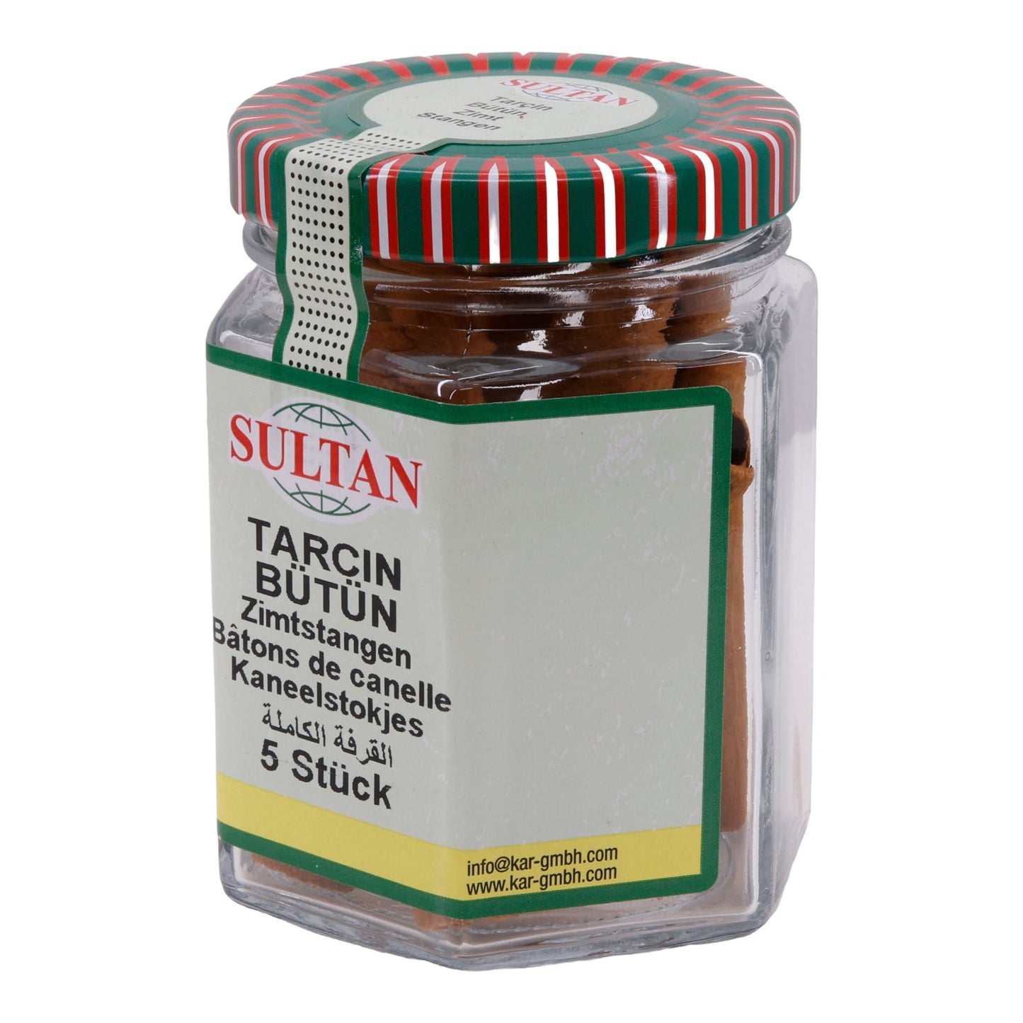 Zimtstangen Sultan | Ganze Zimtstangen | Hochwertig, Aromastäbchen, im Glas | 5 Stück