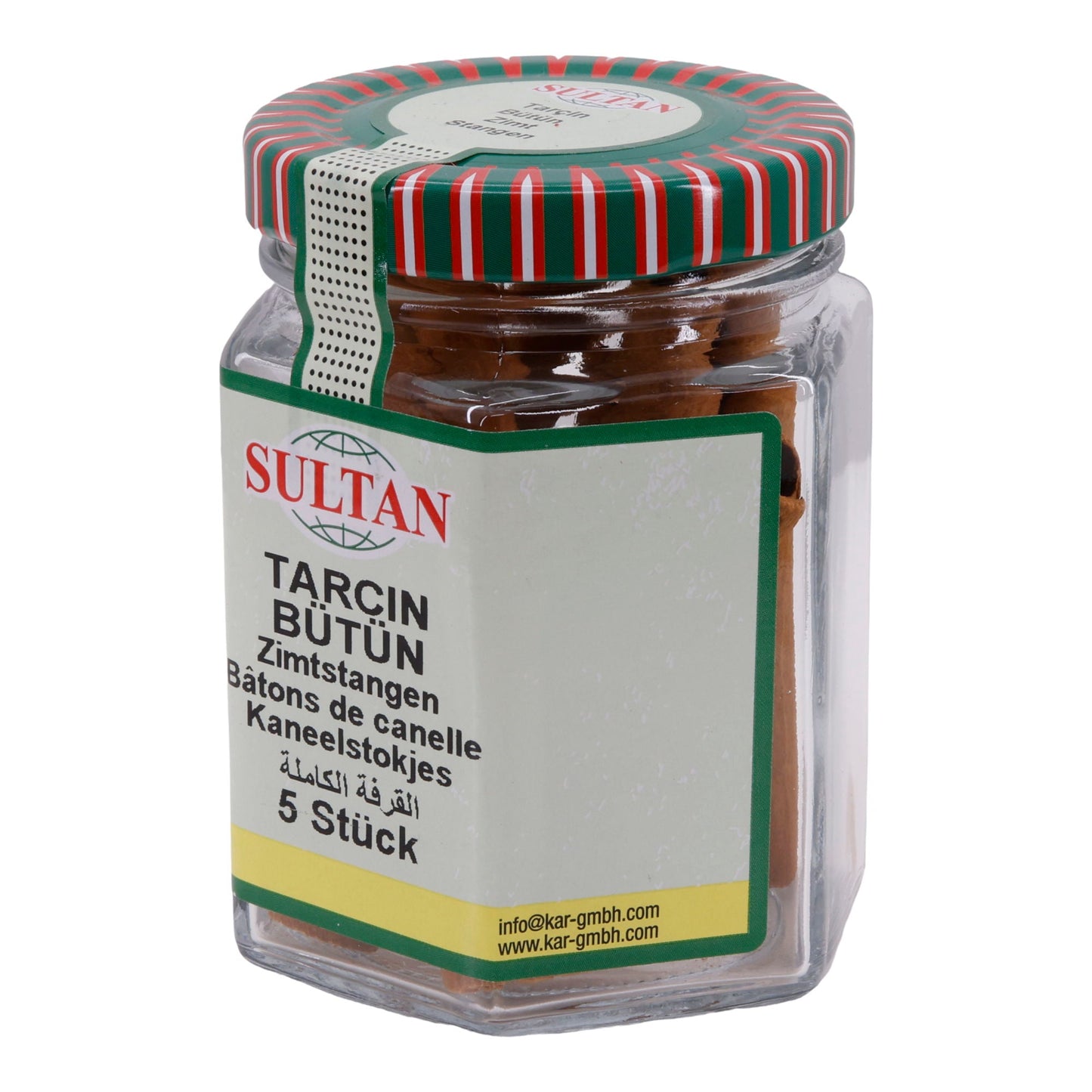 Zimtstangen Sultan | Ganze Zimtstangen | Hochwertig, Aromastäbchen, im Glas | 5 Stück