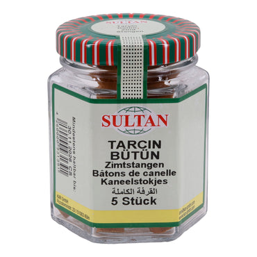 Zimtstangen Sultan | Ganze Zimtstangen | Hochwertig, Aromastäbchen, im Glas | 5 Stück